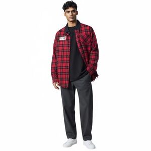 Billionaire Boys Club Red and Black Plaid Flannel Shirt